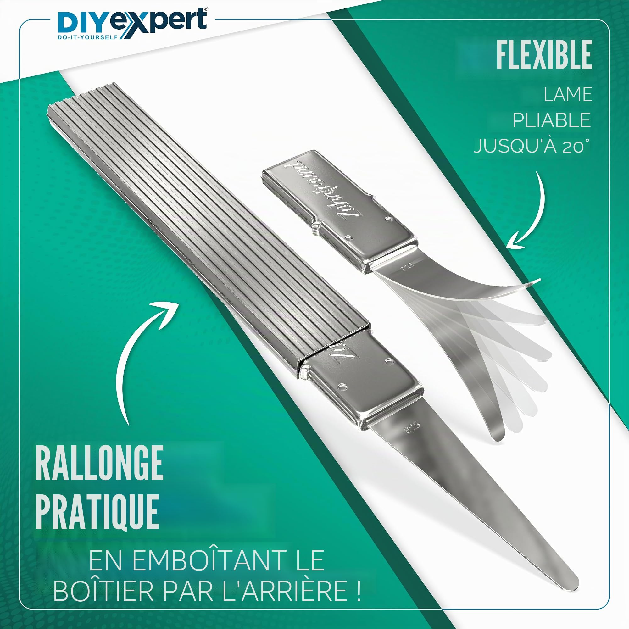 Cure-dents Home Xpert 4 cm avec feuille d'argent véritable - Poignée incluse - Longueur totale 5,5 cm - Étui