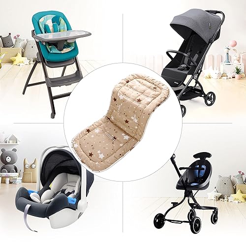Miniatura 8 de Cojín para cochecito de bebé, inserto de asiento de automóvil infantil, reversible, universal, transpirable y suave, funda de 100% algodón, forro