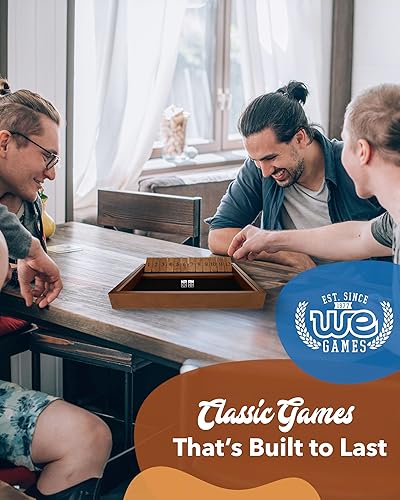 Miniatura 9 de WE Games Shut The Box - Juego de madera  12 fichas abatibles con tablero de madera manchada de nogal  Grande, juegos de mesa de 13.5 pulgadas para