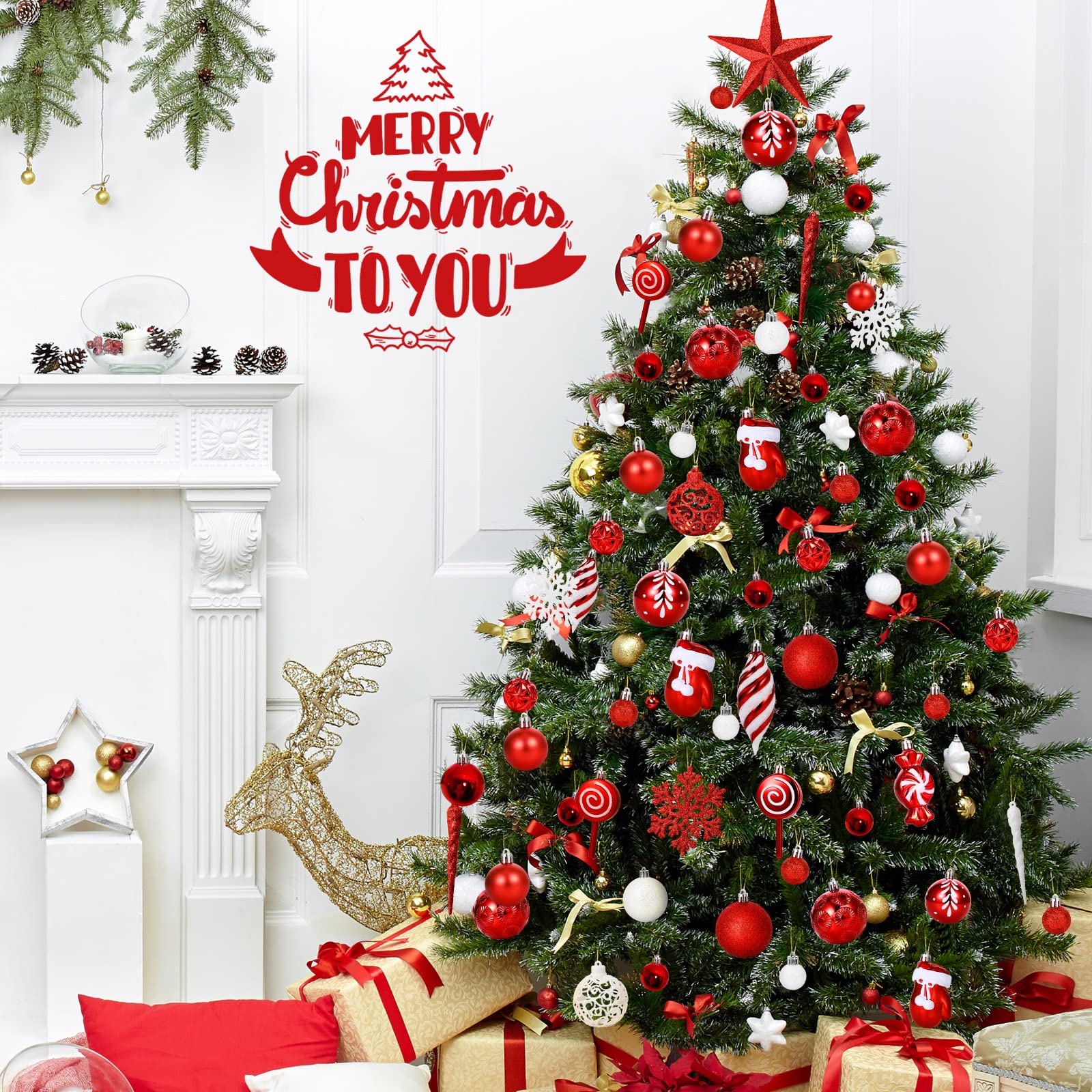 130 Adornos De Bola De Navidad, Juego De Decoración De árbol De Navidad