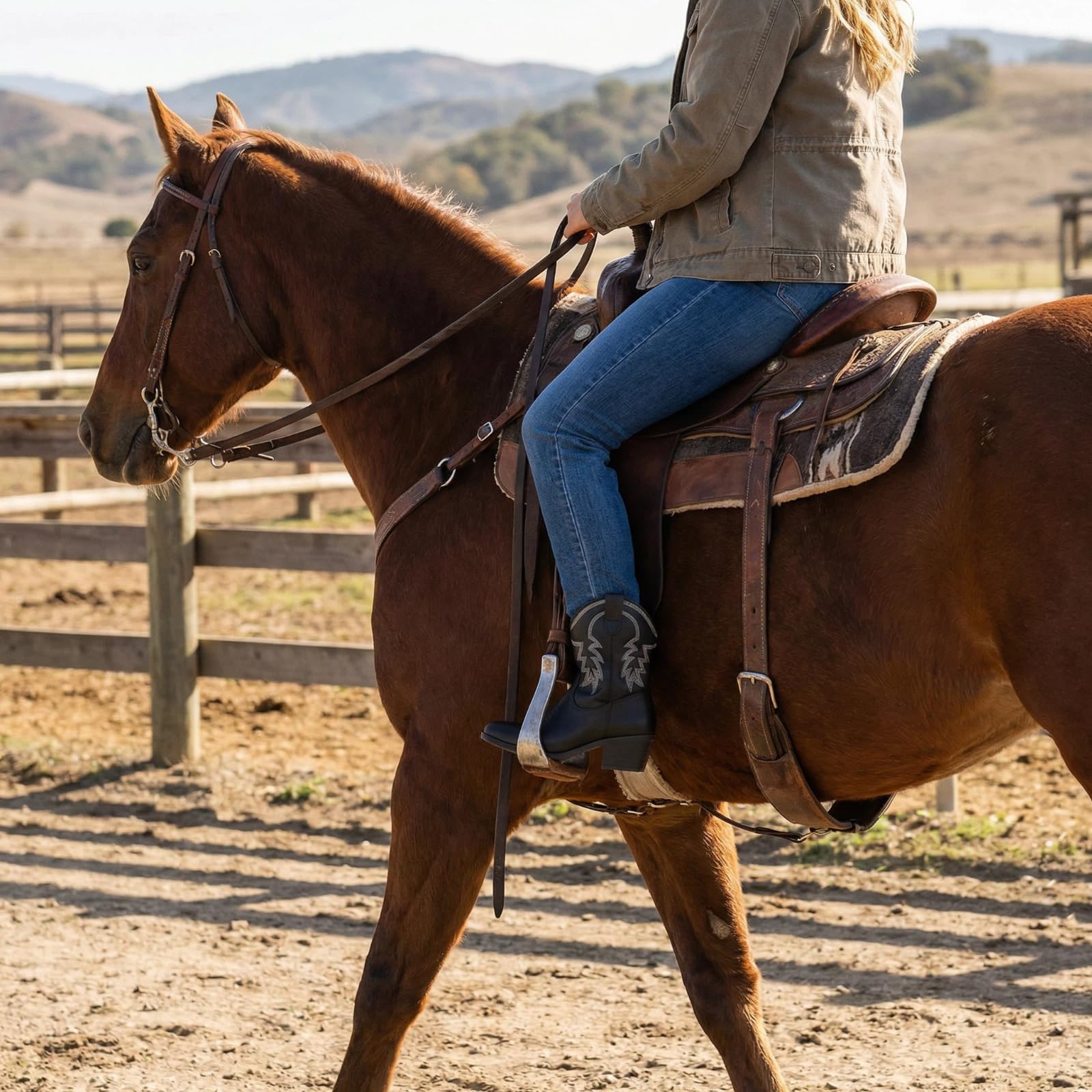 Bravover Stivali da cowboy da donna a metà polpaccio con zip laterale ricamo occidentale, Nero , 38 EU | Punta a mandorla tacco a blocco cuciture a contrasto linguetta tomaia sintetica per concerti country festival e abiti casual