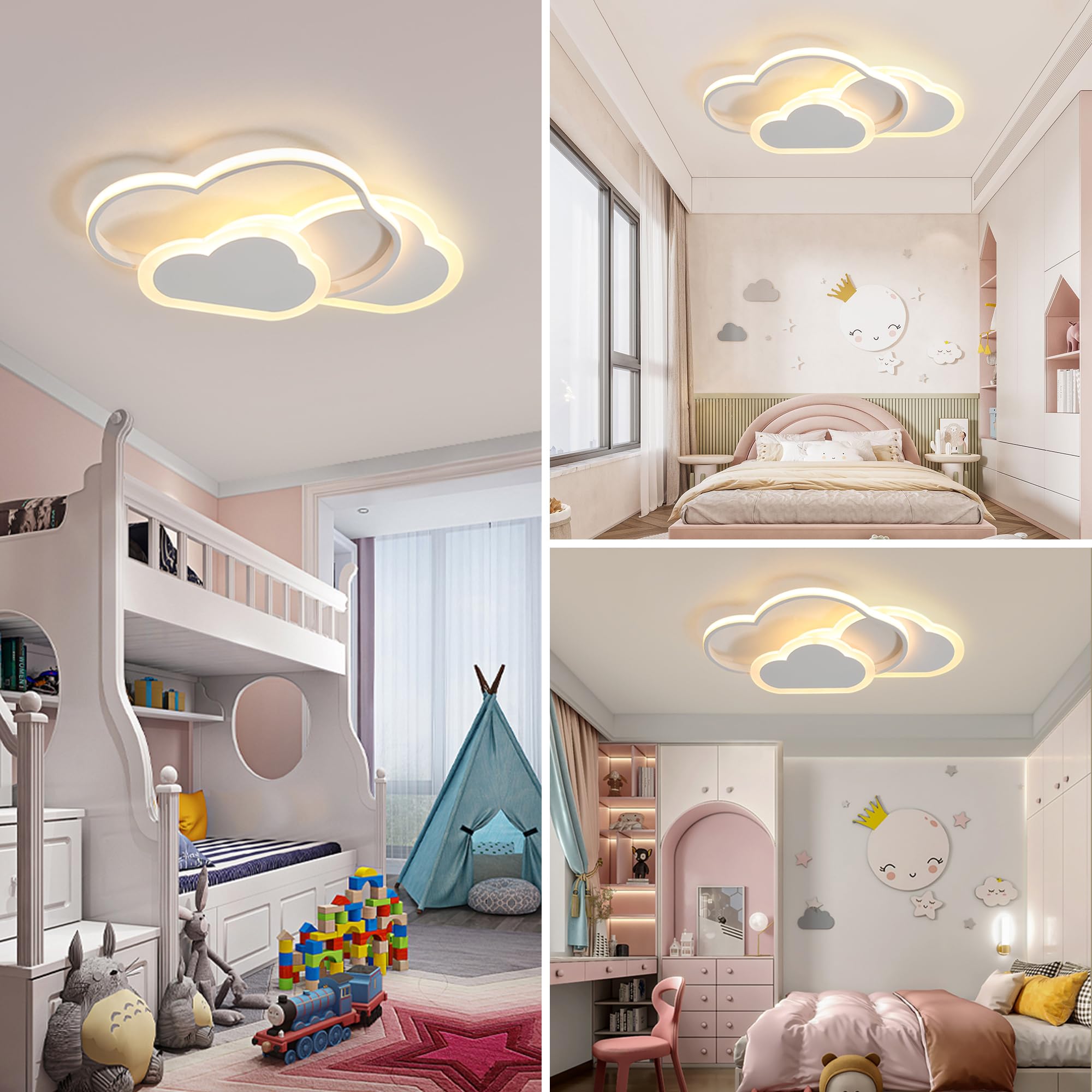 Led Deckenleuchte Schlafzimmer 42CM Dimmbar Kinderzimmer Lampe Decke Wolke Deckenlampe Kinderlampe,Wolkenlampe mit Fernbedienung, Deckenleuchten für Kinder,Babyzimmer Nachtlicht