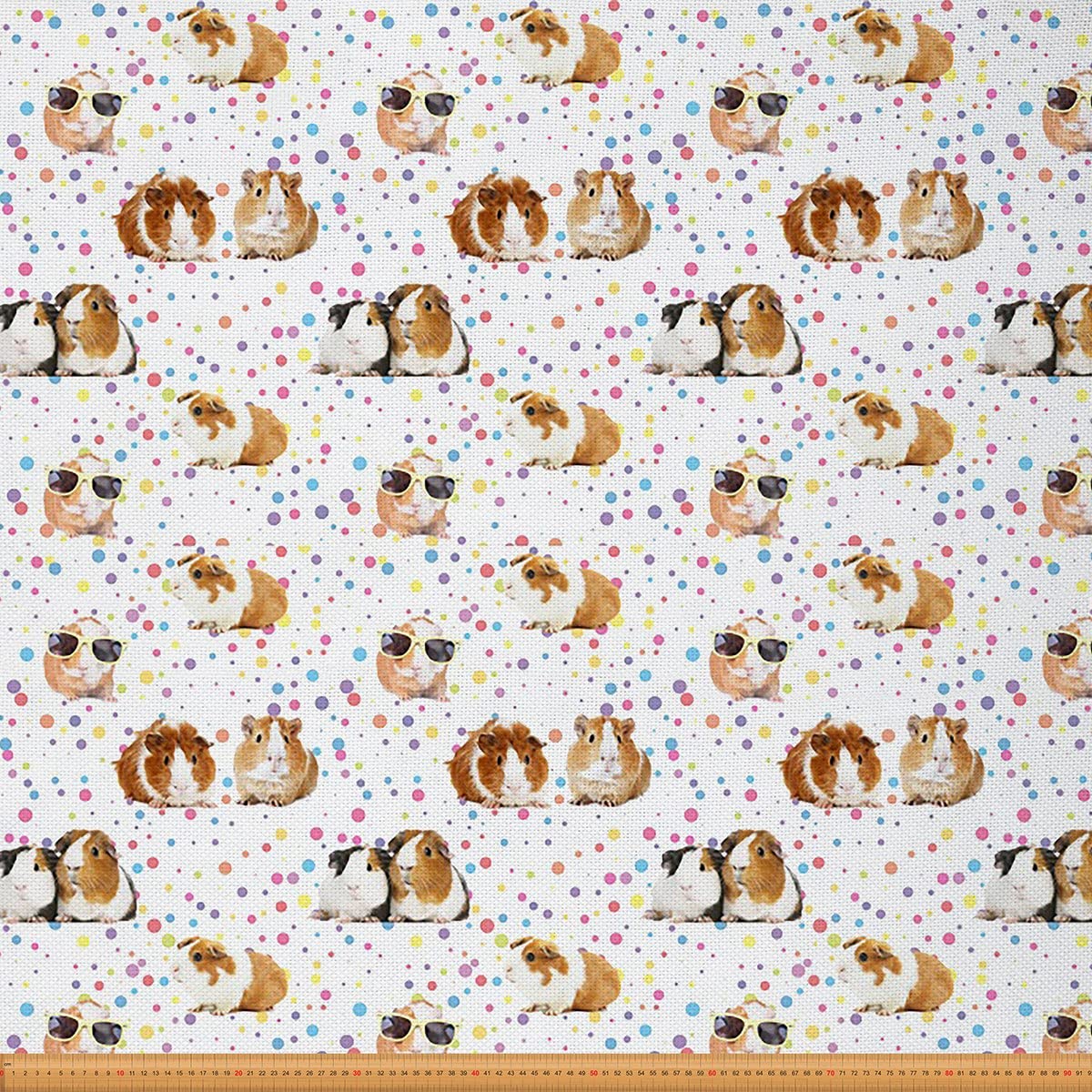 Guinea Pig Upholstery Fabric by The Yard Cute Cavy Colorful Polka Dots Outdoor Fabric by The Yard Pet Animal Fabric for Upholstery and Home DIY Projects 2 Yards,(L184*W150cm) Pink White