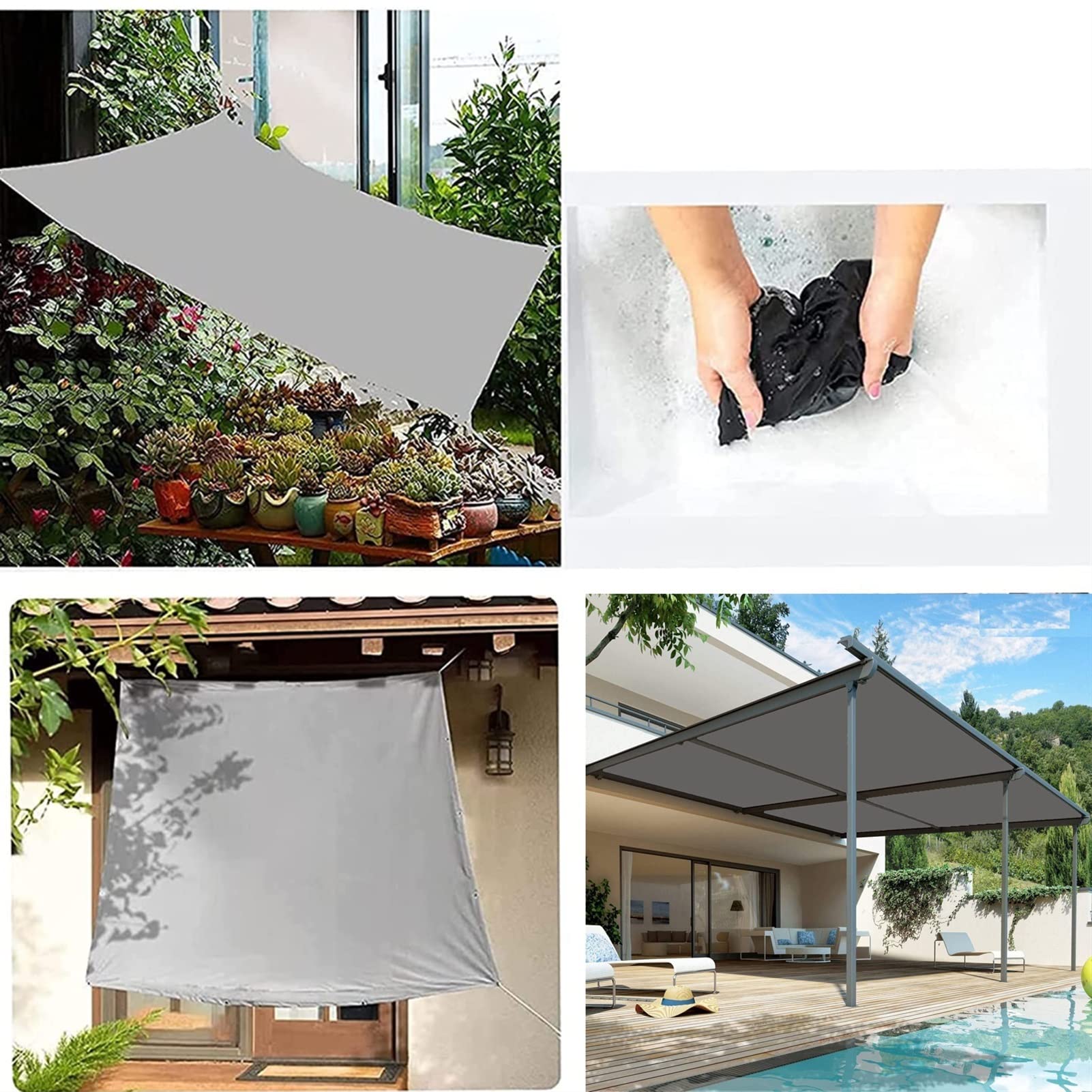 CPOVOS Vela Parasole Rettangolare, Impermeabile Tessuto A Rete del Baldacchino Blocco UV 185GSM for Impieghi Gravosi Commerciale for All'aperto Patio Giardino Privacy,65 Misure (Color : Light Grey,