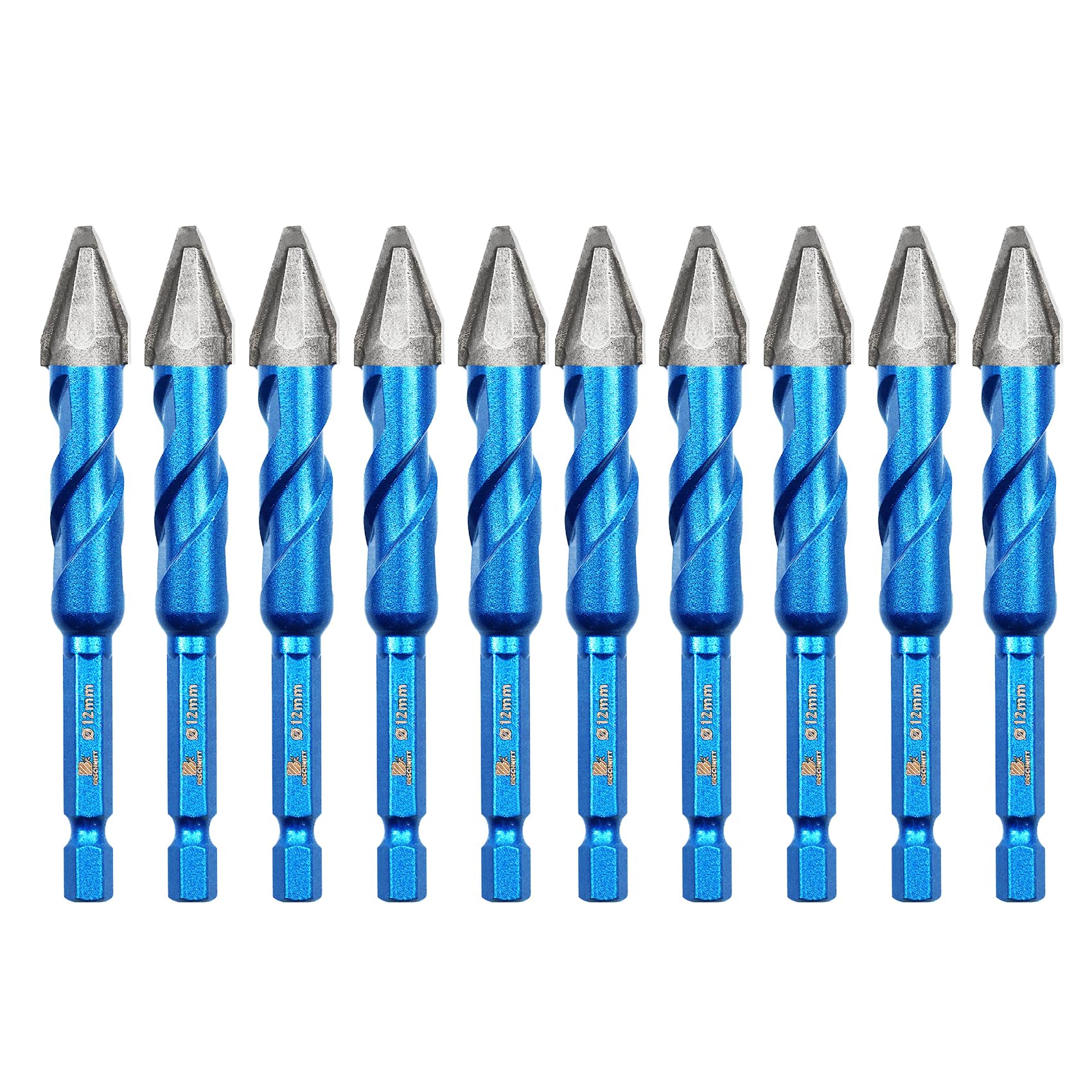 BRSCHNITT Head Eccentric Drill Bit 1/2"12mm - 10pcs Carbide Tipped Drill bit Masonry Drill Bit Sets for Porcelain Ceramic Tiles Glass Hard Plastic Cement/Granite etc — image 1