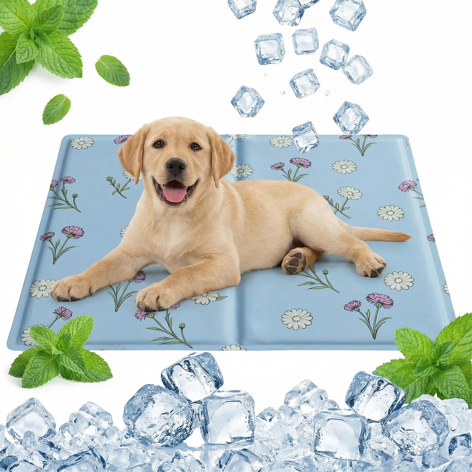 Qoosea Cooling Mat for Dog Cat, Non-Toxic Cooling Blanket for Animals, Pet Cooling Mat, Foldable Automatic Cooling Mat Soft Sleeping Gel Mat – 50 x 65 cm