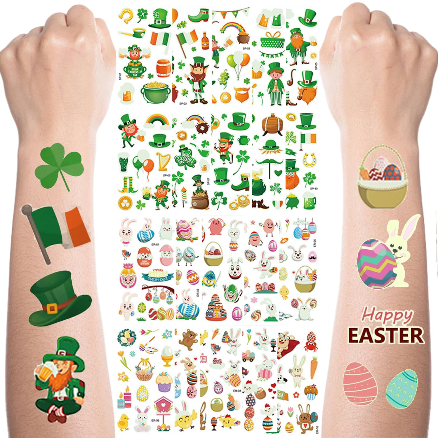 Photo 1 of Easter Temporary Tattoos for Party Supplies, Individually Wrapped Sheet Face Stickers for Kids Adults Gifts