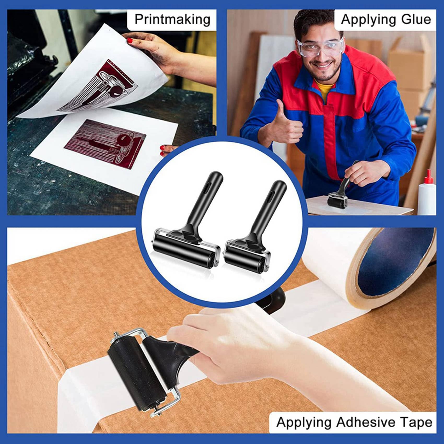 12 rodillos de vinilo de 5,6 cm y 10,2 cm para impresión de impresión, manualidades, entintado, bloques de tinta, estampación