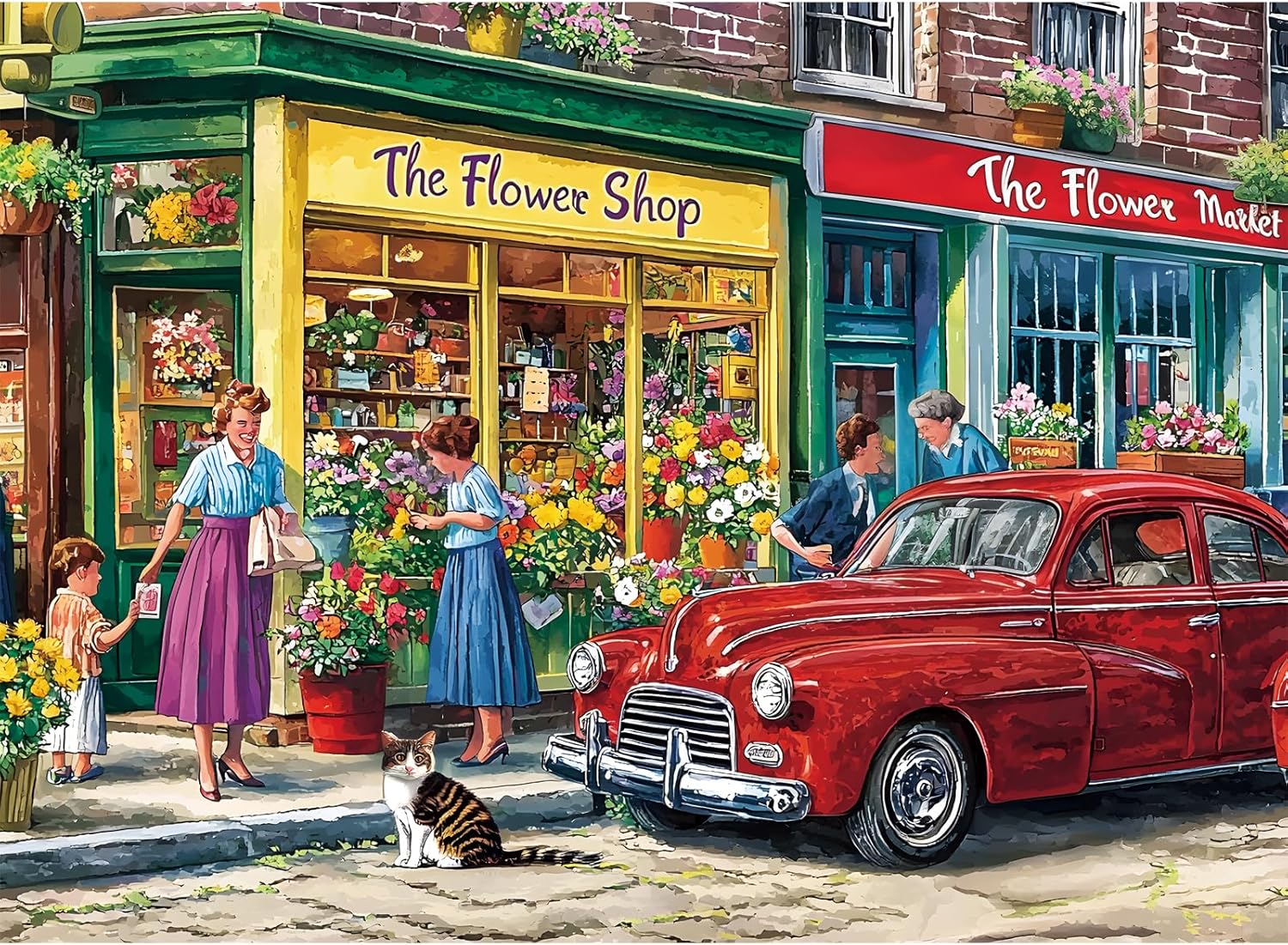 500 Piece Puzzle for Adults,Fun Flower Shop Puzzle for Adults Elderly,Recycled Cardboard Street Corner Puzzles 500 Piece,Challenging Family Game Great Gift for Friends,20.5 x 15 in