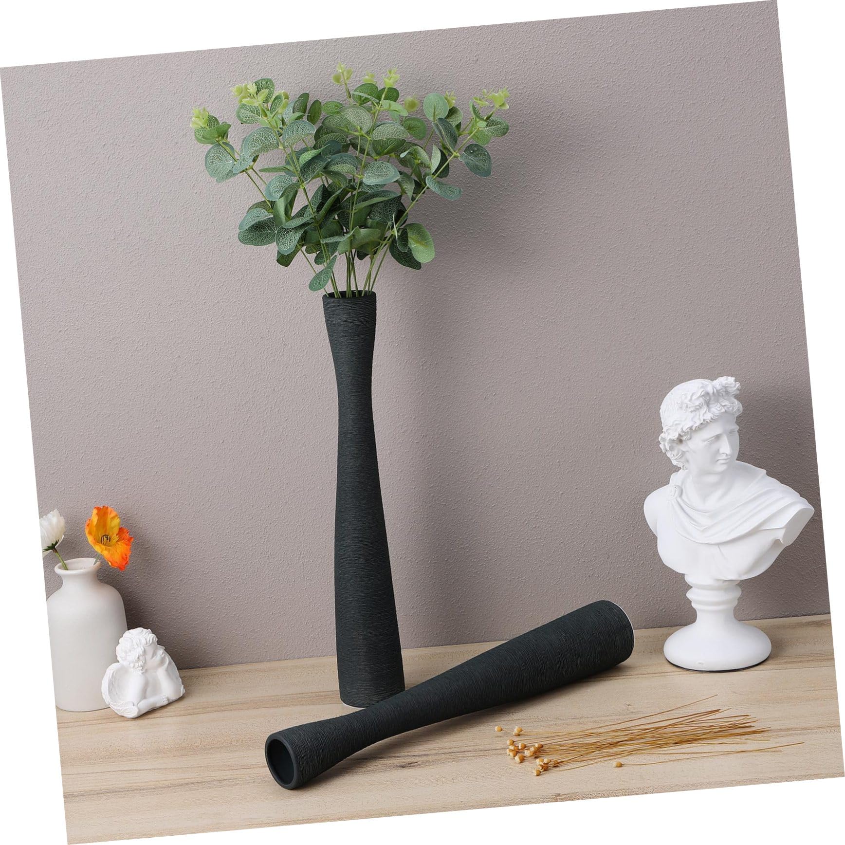 Toyvian 2 Jarrones Altos de Cerámica Cuello Estrecho para Decoración del Hogar y Oficina, Diseño Estético Que Soporta Tallos y Evita se Doblen