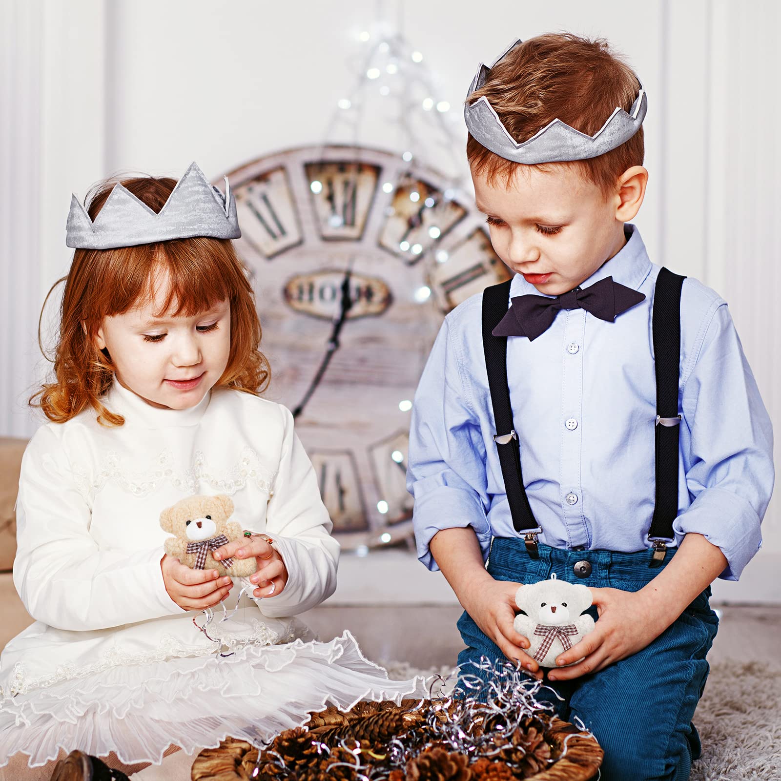 Zomiboo 12 Pezzi 4 Pollici Mini Animali di Orsetto Coniglietto Cucciolo Koala di Peluche Giocattoli Pasquali Bambole Pelose per Compleanno Portachiavi (Orsetto, Albicocca e Bianco)