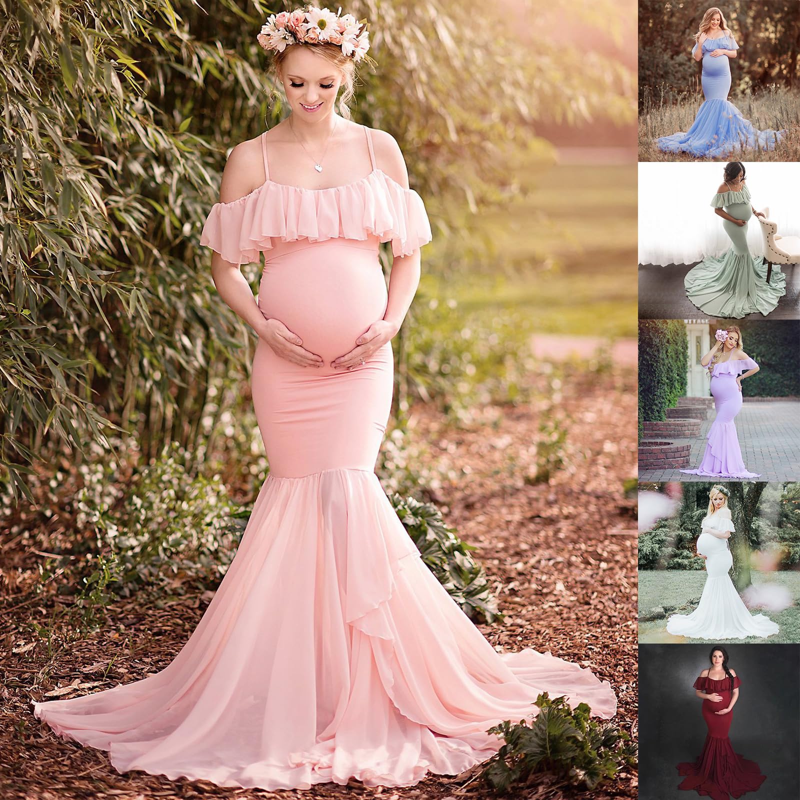 Vestido de Maternidad con diseño de Longitud en acrílico Transpirable para facilitar Uso Cómodo Vestido de Maternidad con diseño de Longitud