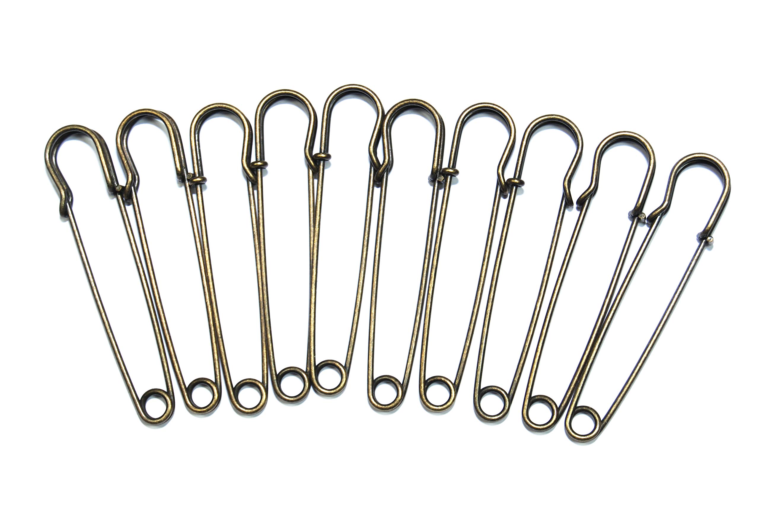celloexpress Kilt Pins Brooch Various Style & Size Stitch Metal Coat Jacket (Antique Bronze 70mm (Without Rings), Pack of 5)