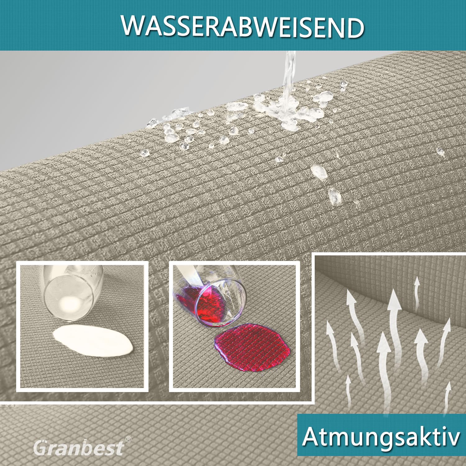 Granbest Copertura impermeabile senza bracciolo Futon ad alta elasticità protezione per divano letto pieghevole antiscivolo senza braccioli (sabbia)