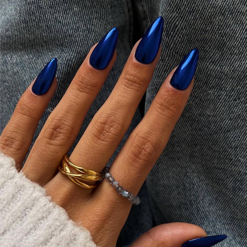 Metallic Navy Chrome Nails