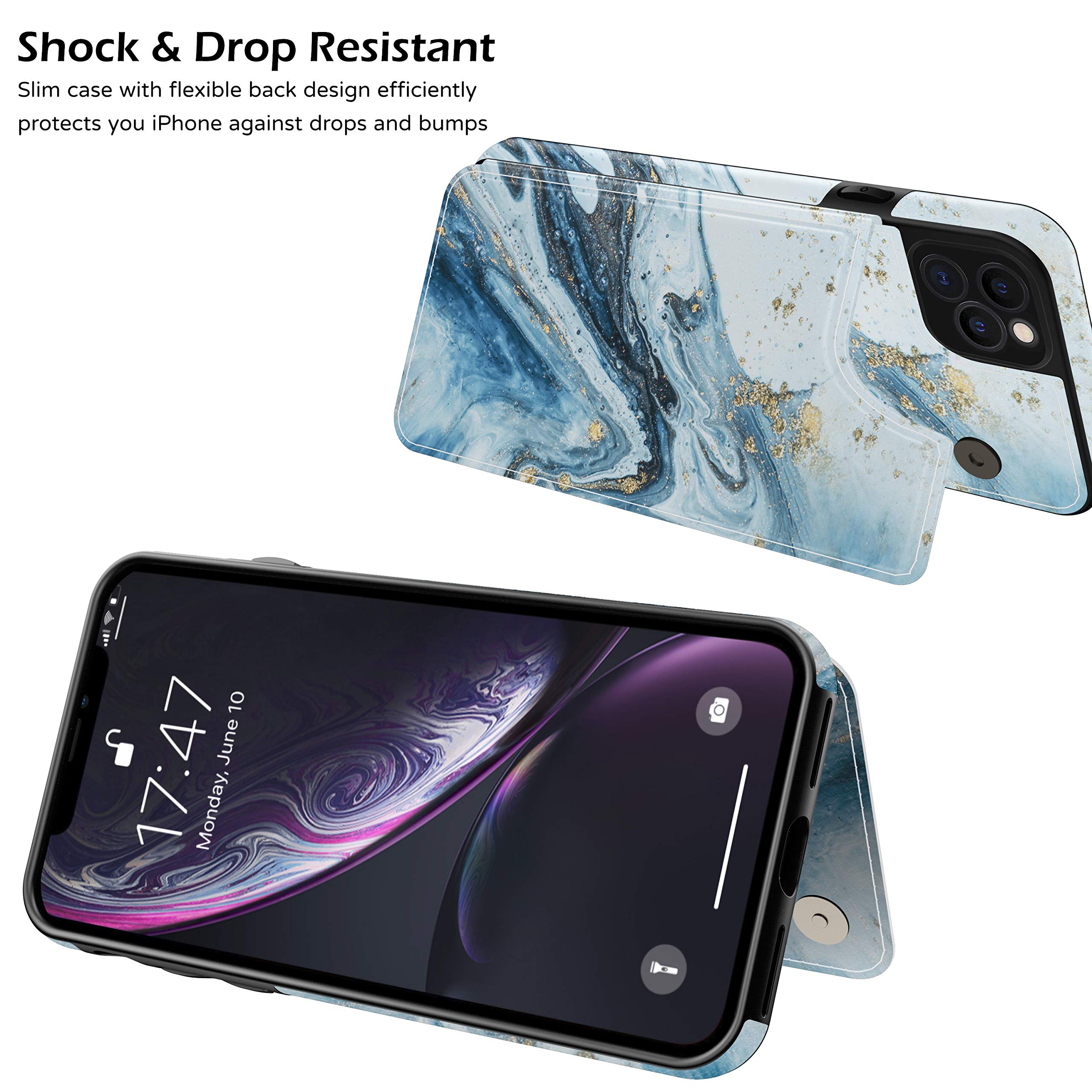 LETO IPhone XX Leder Flip Case – Mit Blumen-Design, 3 Kartenfächern Und Ständerfunktion