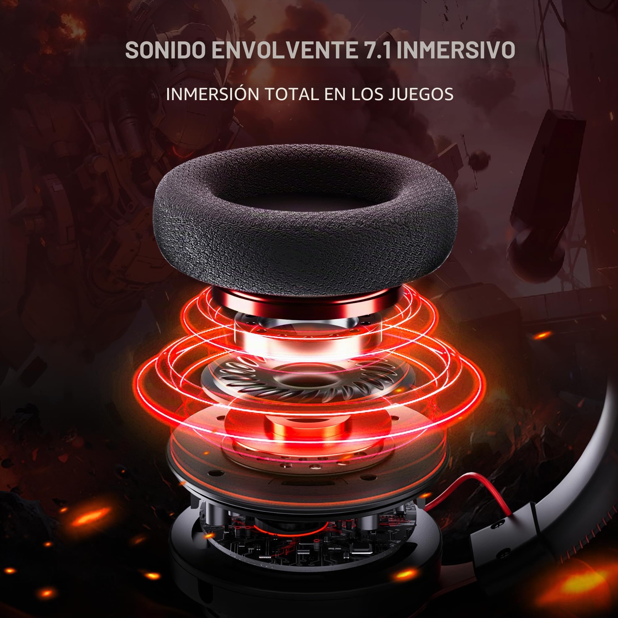 NUBWO Auriculares Inalámbricos para Gaming para PS5, PS4, PC - Auriculares Over-Ear con Micrófono con Cancelación de Ruido, Controladores de 50 mm y 100 Horas de Batería