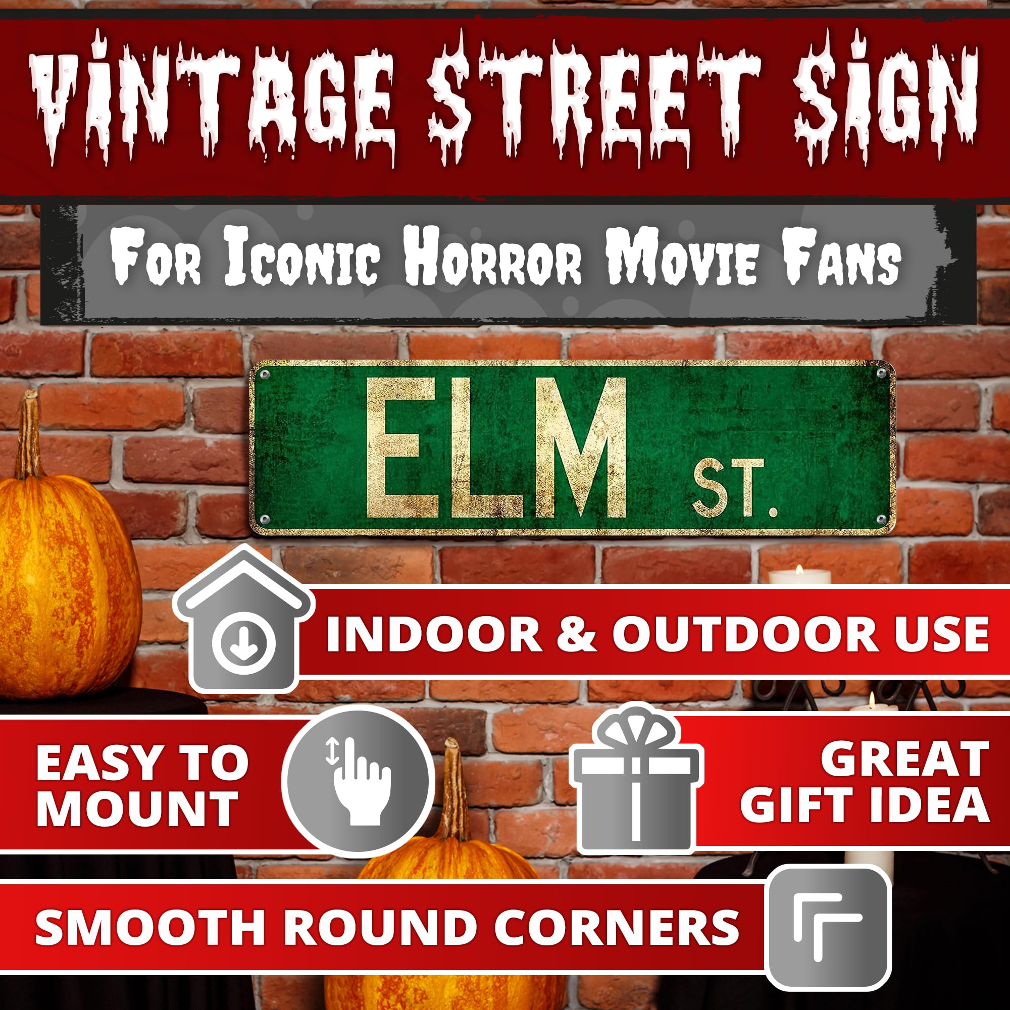 Metal Tin Sign Elm St Street Signs Outdoor Road Signs 16X4Inch, Green - Image 4