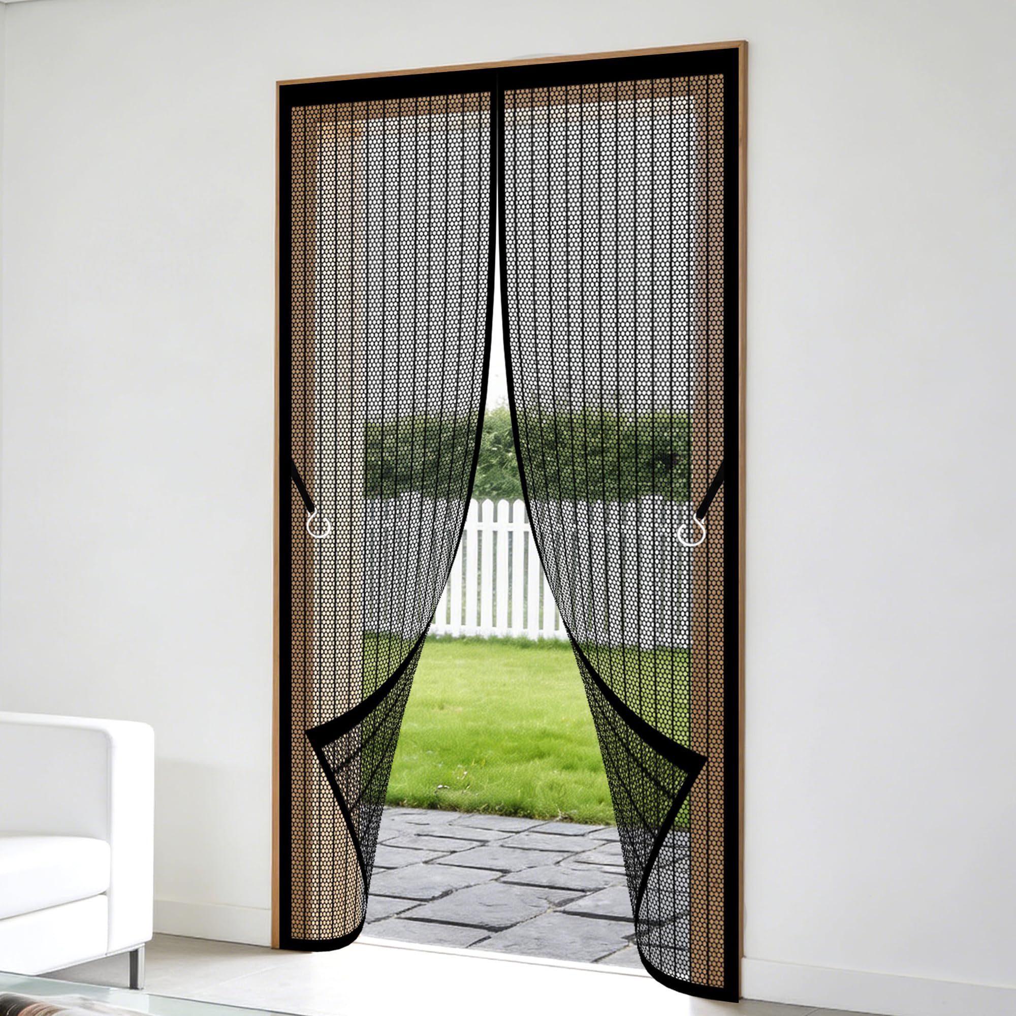 Taolitao Black Magnetic Fly Insect Screen Door 123 X 192 Cm Powerful Magnets Fly Screens Doors Keep Bugs Out Lets Fresh Air For Home, Bedroom, Living Room, Kitchen, Patio,