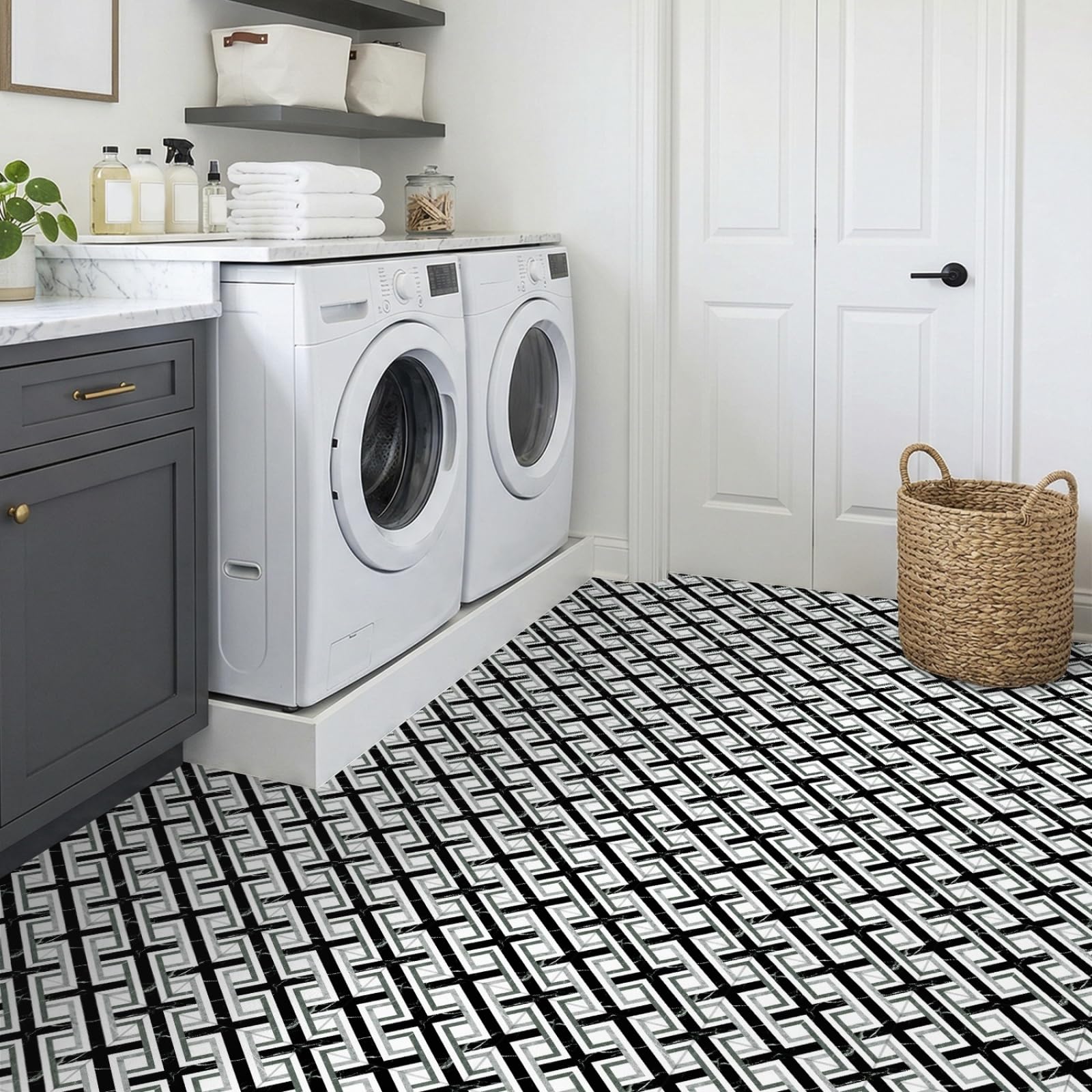 Naklejki na płytki czarne zielone geometryczne naklejki na płytki kuchenne wodoodporne naklejki winylowe samoprzylepne łazienka backsplash dekoracyjne pokrowce 30 x 30 cm/10 szt