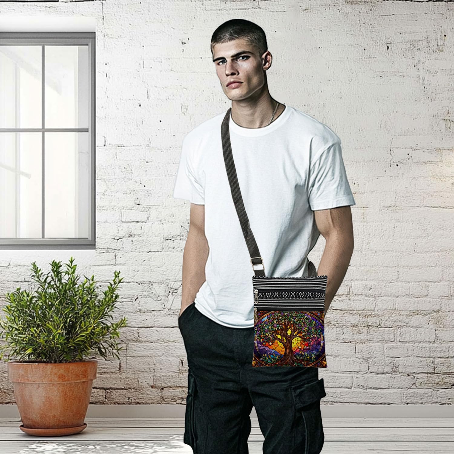 Tree of Life Crossbody Bag Adjustable Shoulder Strap for Nature Lover Adults Birthday Gift Mother's Day Present​​ for Women Men Travel Purse - Image 5