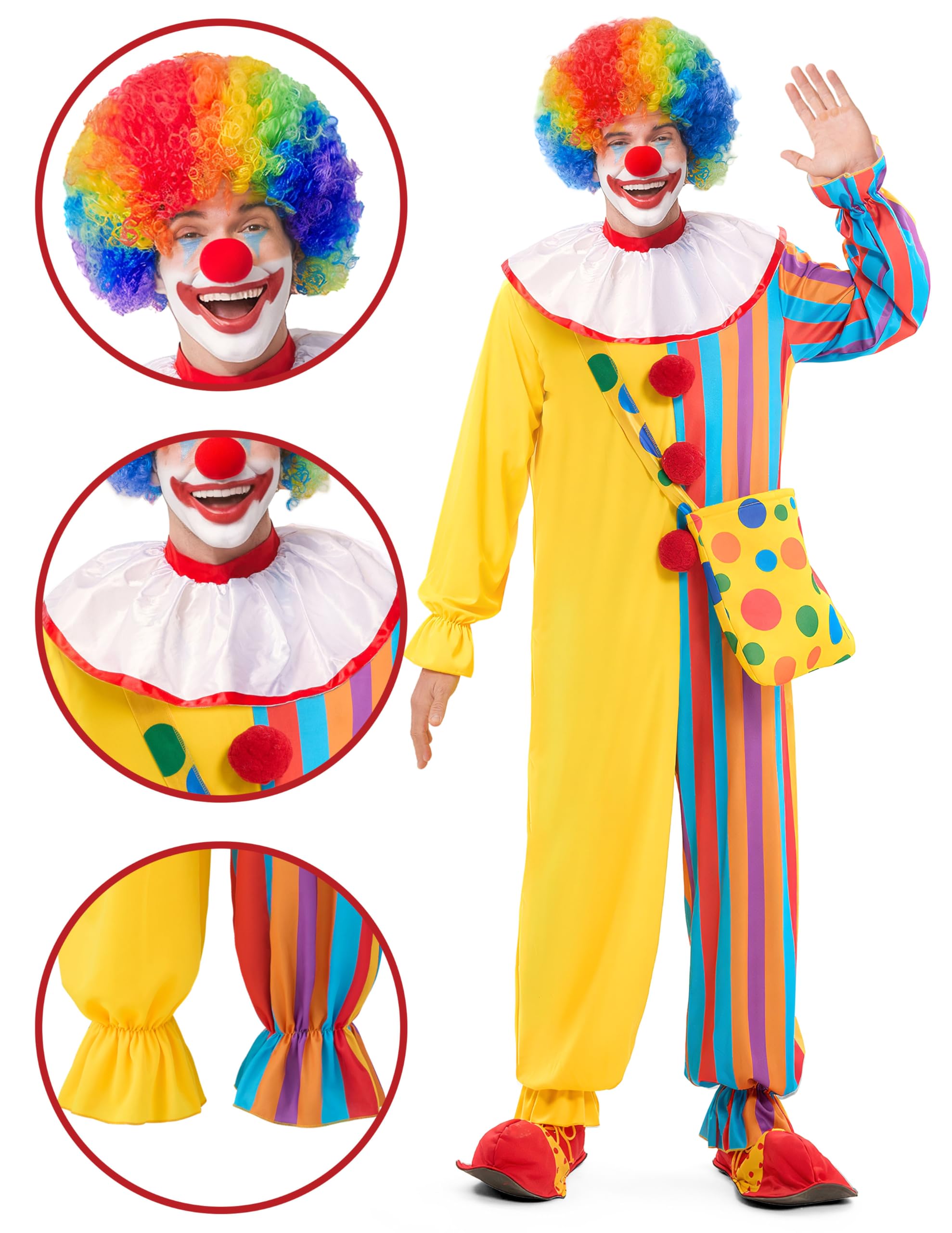 Spooktacular Creations Kolorowy kostium klauna dla dorosłych unisex na Halloween