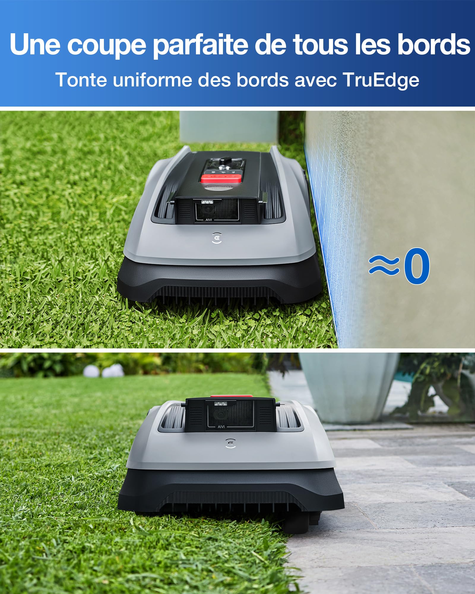 ECOVACS Robot Tondeuse sans Fil, 600 M², Navigation RTK+Vision, Robot Tondeuse, Évitement des Obstacles par IA, Contrôle par Application, Passe sur Zones Étroites de 0,7 Mètre (O600 RTK Care Kit)