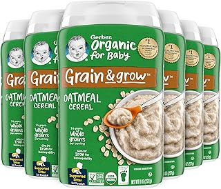 Gerber Baby Cereal Organic 1st Foods, Grain & Grow, Oatmeal, 8 Ounces (Pack of 6)