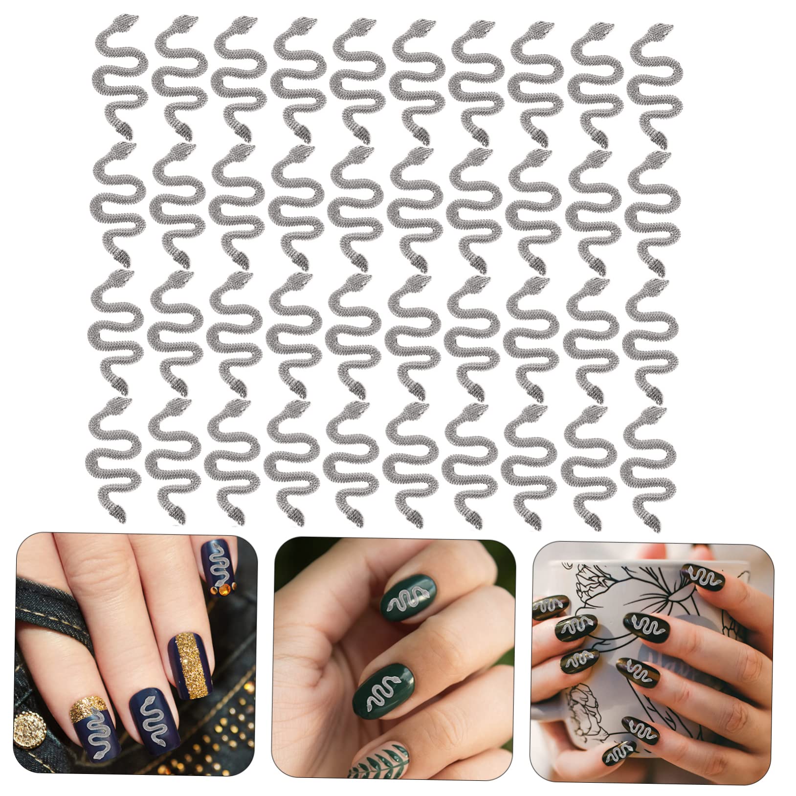 FOMIYES 5 Set Di Ciondoli Per Unghie A Forma Di Serpente Ciondoli Per Unghie Artigianali Per Donne Decorazione Per Unghie 50 Pezzi*5