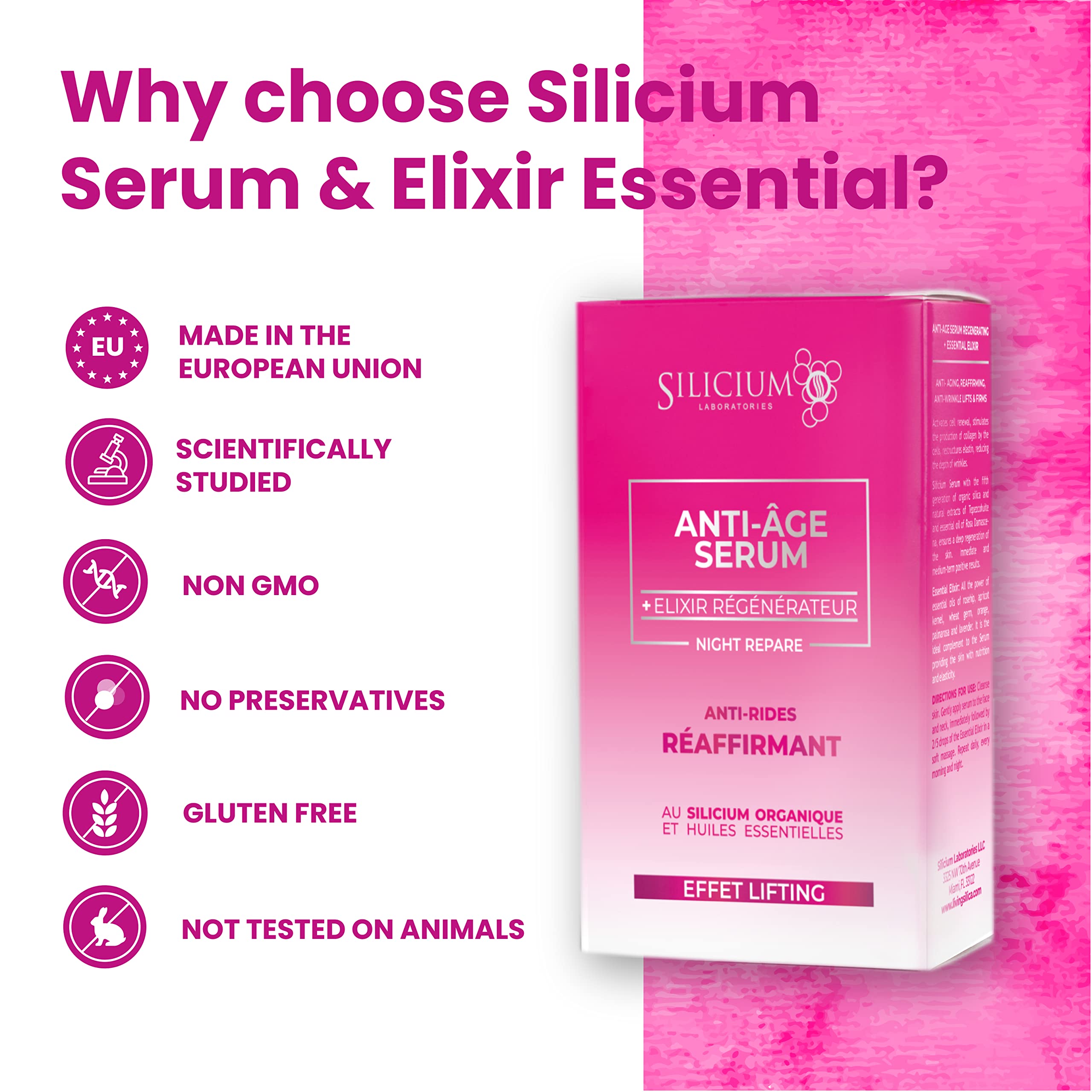 Serum G7 i eliksir Essentiel. Zabieg ujędrniający do pielęgnacji twarzy o działaniu liftingującym z silikonem, ekstraktami i naturalnymi olejkami. 50 ml serum + 20 ml olejku eterycznego w zakraplaczu.