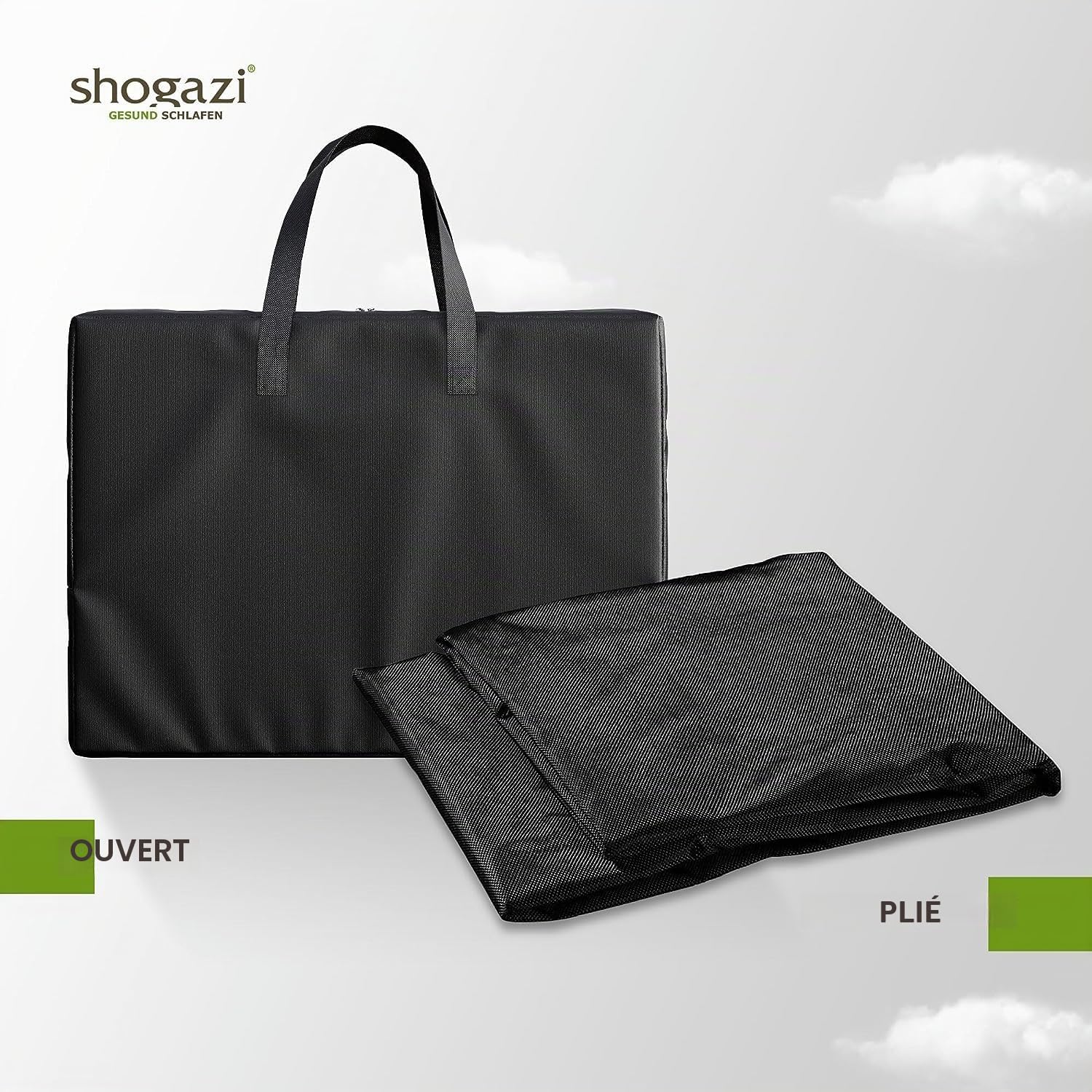 SHOGAZI Sac de Rangement XL, sacs à linge, matelas pliants – Sac de transport avec fermeture éclair, extra large : 91 x 68 x 37 cm, avec poignées de transport