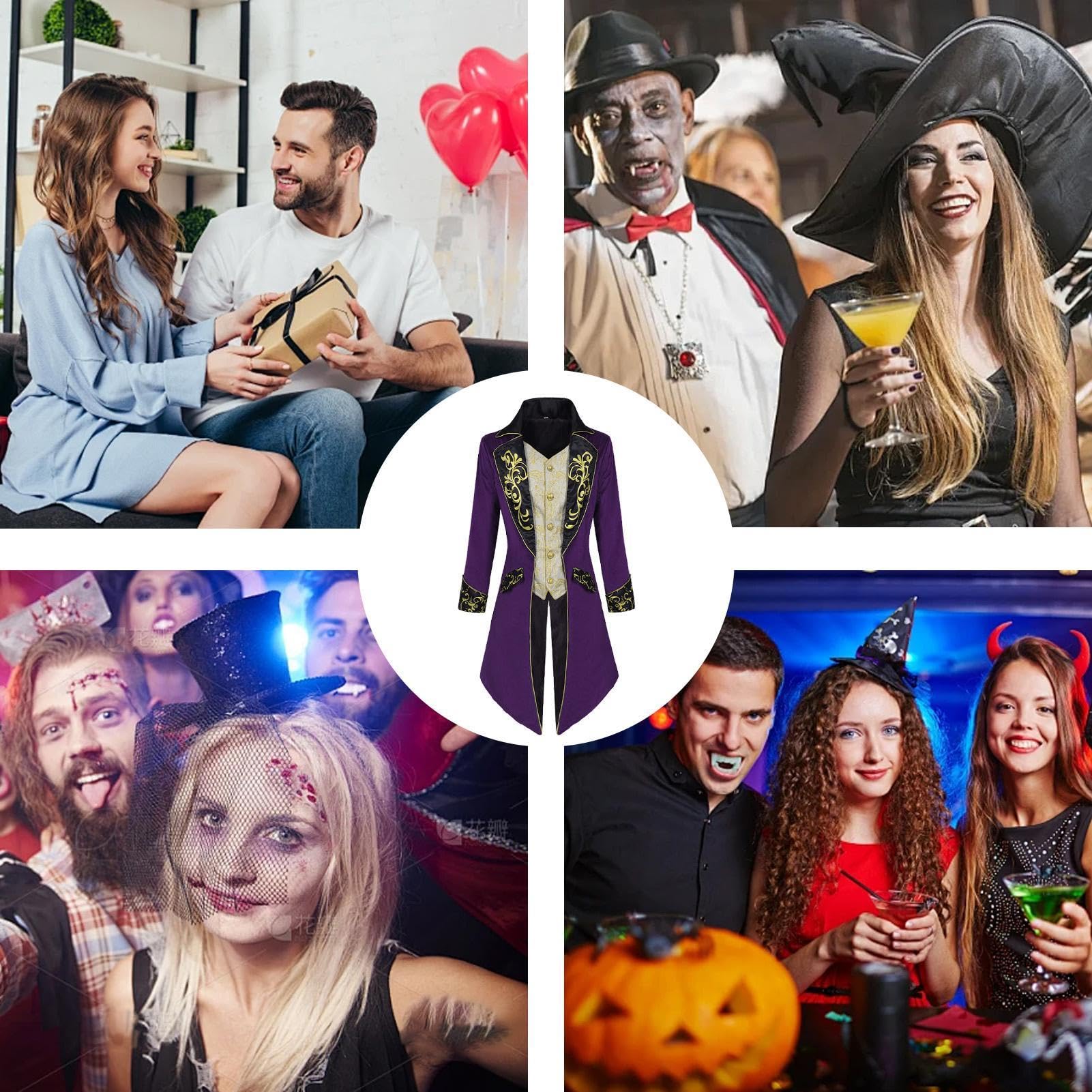Męska Kurtka Gotycka Vintage Kostium Cosplay Średniowieczny Halloween | Męski surdut i kurtka wampira Na Przyjęcie Bal Maskowy Wampir Cosplay Sesja Zdjęciowa Parada
