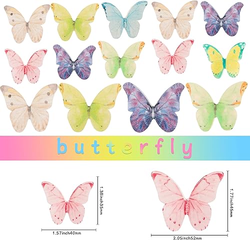 Miniatura 2 de Gyufise 160 piezas comestibles de mariposa para tartas, decoración de cupcakes de mariposa, papel de oblea comestible, mariposas, decoración de