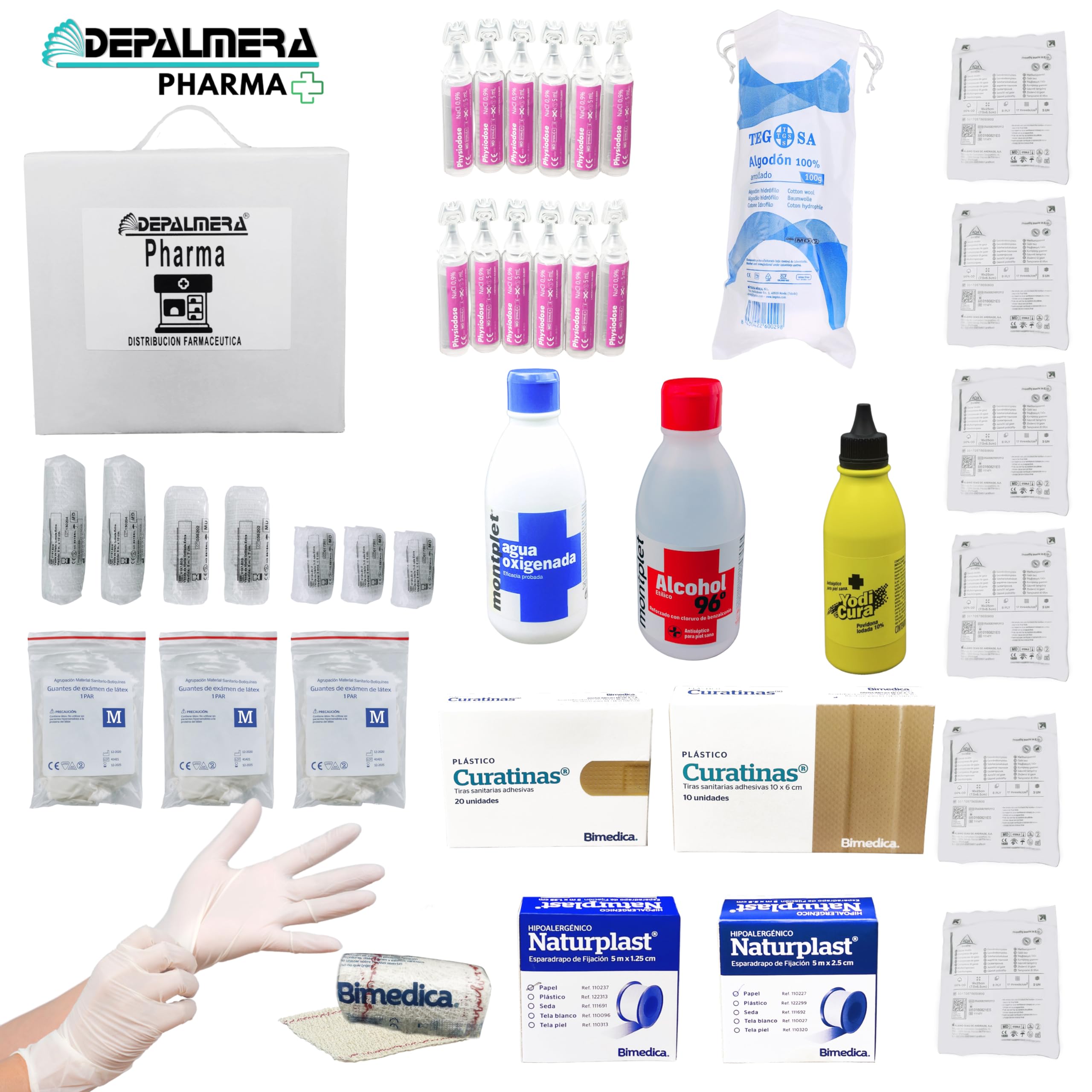 Pharma - Kit de Reposición para Botiquín de Primeros Auxilios Homologado, Accesorios para Botiquín, Apto para Armario o Maletín, Uso en Hogar, Empresa o Mutua