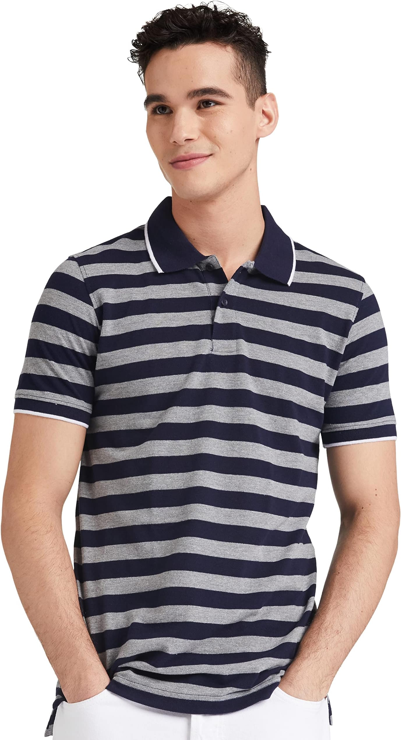 Men's Cotton Rich Striped Polo Tshirts | Collar Tshirts | Half Sleeves - Regular Fit (Available in Plus Sizes)