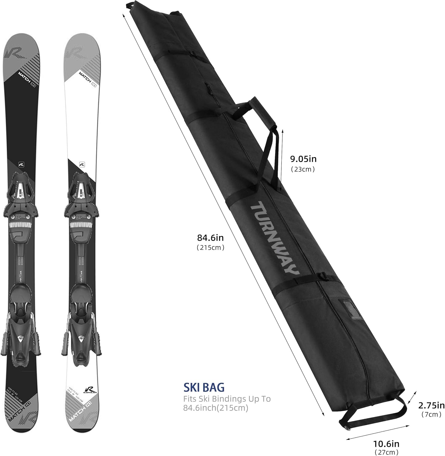 Ski Bag | Transport Skis Up to 215 cm, Poles & Extras | Waterproof - for Men, Women and Youth