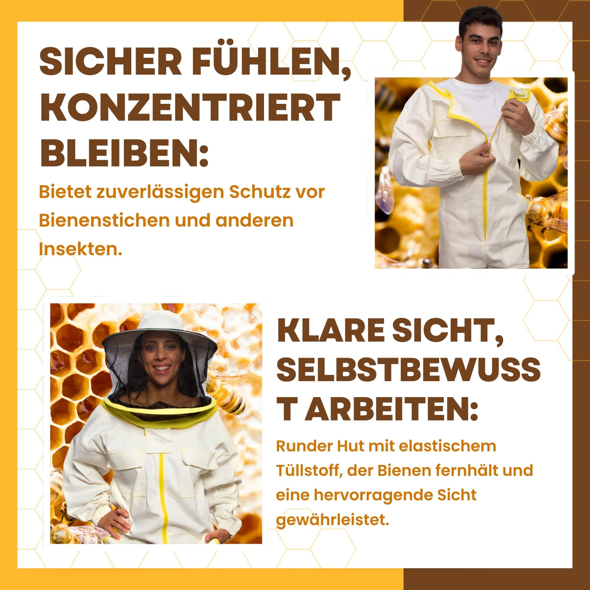 BEEART Professioneller Imkeranzug mit Rundhut Schutzanzug Unisex mit elastischen Bündchen Atmungsaktives Gewebe Reißverschluss Vollständiger Schutz vor Bienenstichen Weiß M-3XL