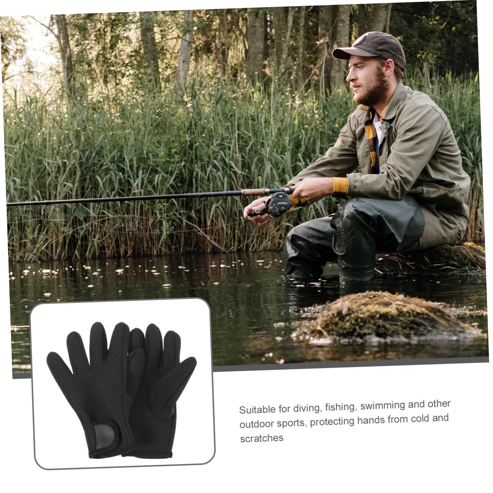 GAROZATION 1 Pair Scuba Gloves Men's Waterproof Diving Gloves for Cold Weather Fishing Swimming Outdoor Sports