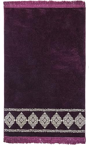 Miniatura 5 de Modefa Alfombra de oración islámica turca, grande y ancha, de terciopelo suave, Janamaz, cómoda alfombra de oración musulmana para hombres y
