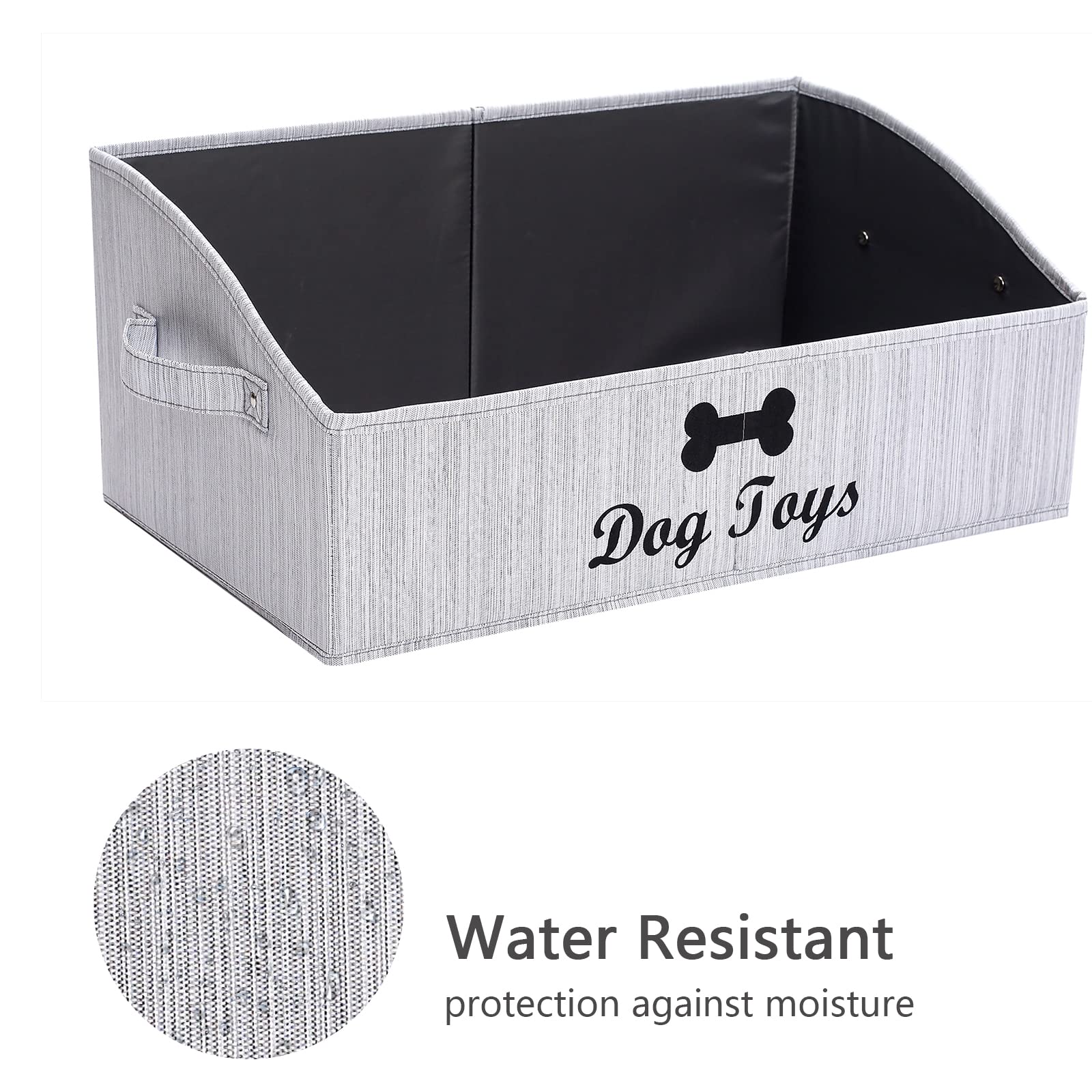 Geyecete Grande Cajas de Almacenamiento para Juguetes para Perros,MDF Cajas organizadoras trapezoidales de Tela Plegable con asa, Cesta para Juguetes para Perros-Bambú Gris