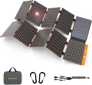 100W Foldable Portable Solar Panel for Power Station, 24% High Efficiency Solar Charger with Dual 5V USB 20V DC Output Portable Solar Power Charger for Cell Phone Camping RV Tarvel Trailer