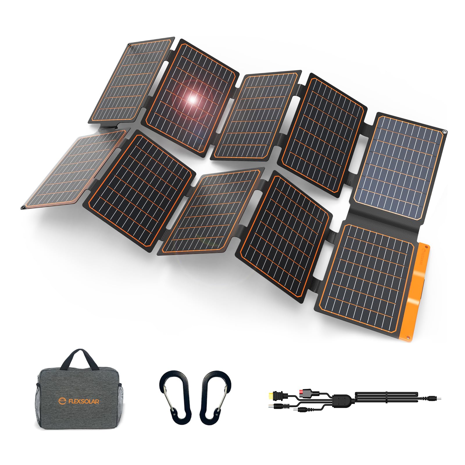 100W Foldable Portable Solar Panel for Power Station, 24% High Efficiency Solar Charger with Dual 5V USB 20V DC Output Portable Solar Power Charger for Cell Phone Camping RV Tarvel Trailer