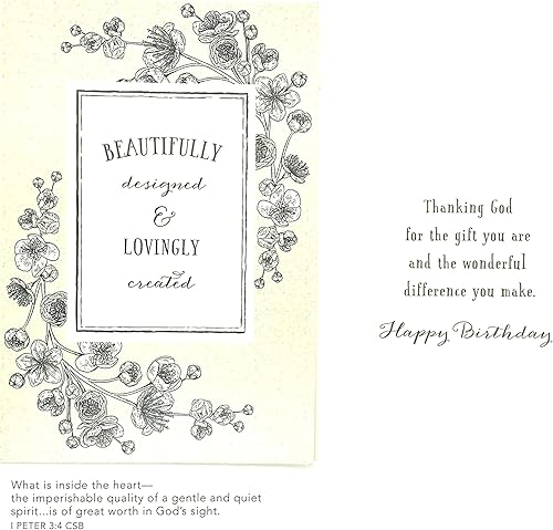 Miniatura 5 de DaySpring - Botánicos de cumpleaños en blanco y negro - Surtido de 4 diseños con escritura - 12 tarjetas y sobres en caja (J0384)