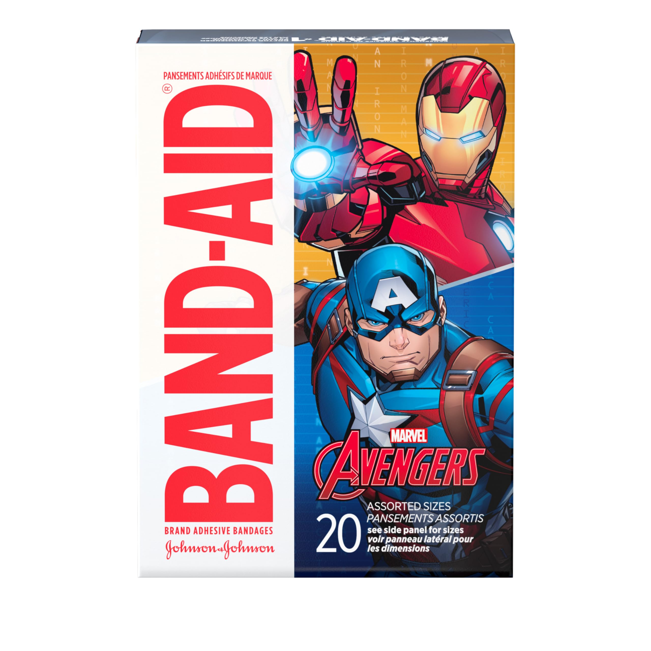 Band-Aid Brand Adhesive Bandages for Minor Cuts, Marvel Avengers Characters, Assorted Sizes, 20 ct