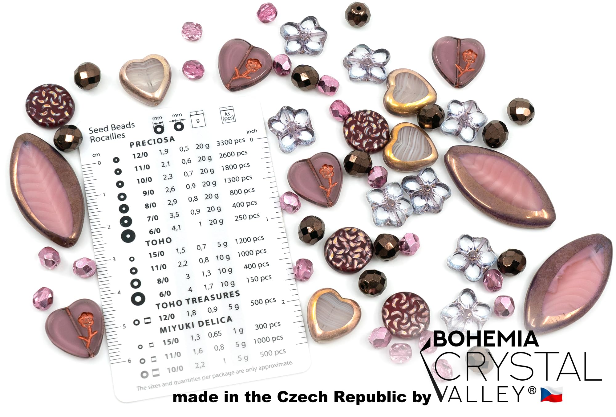 45+ pcs (60g) of Focal Glass Bead Mix with Table-Cut Flower and Butterfly Beads, PG Pink Purple, Fuchsia Pink Purple - Image 2