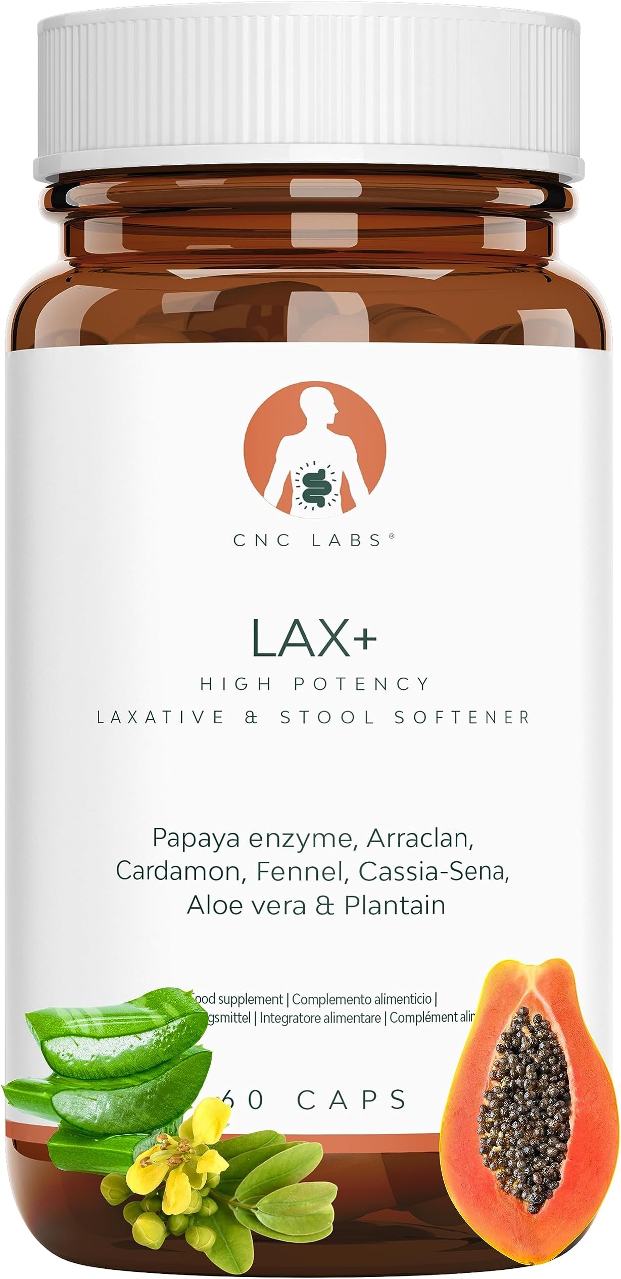 LAX+ 7-in-1, Laxatives for Constipation, Stool Softeners for adults, Laxative for Constipation Relief, Stool Softener, Colon Detox Cleanse, Solves Bloating & Gas Relief, 100% Natural & Vegan
