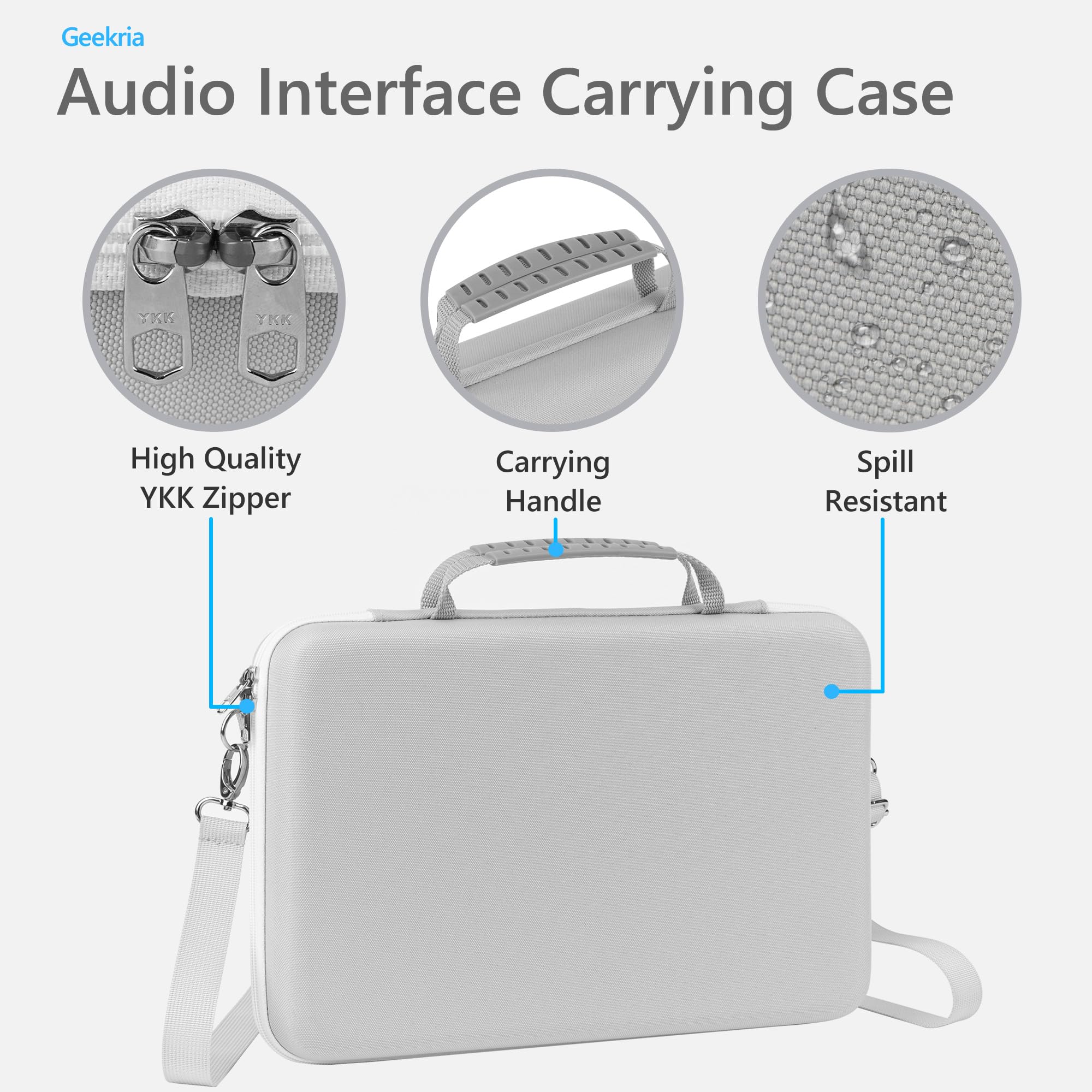Etui do interfejsu audio Geekria, kompatybilne z Akai Professional MPK Mini IV, przenośna torba podróżna z twardą skorupą EVA (jasnoszara)