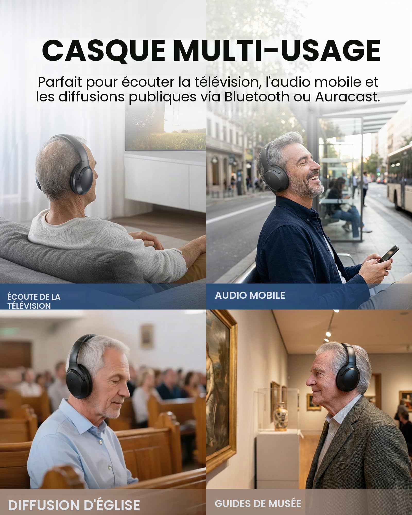 Avantree Duet Aura – Casque sans Fil Double Auracast pour TV avec HDMI Arc