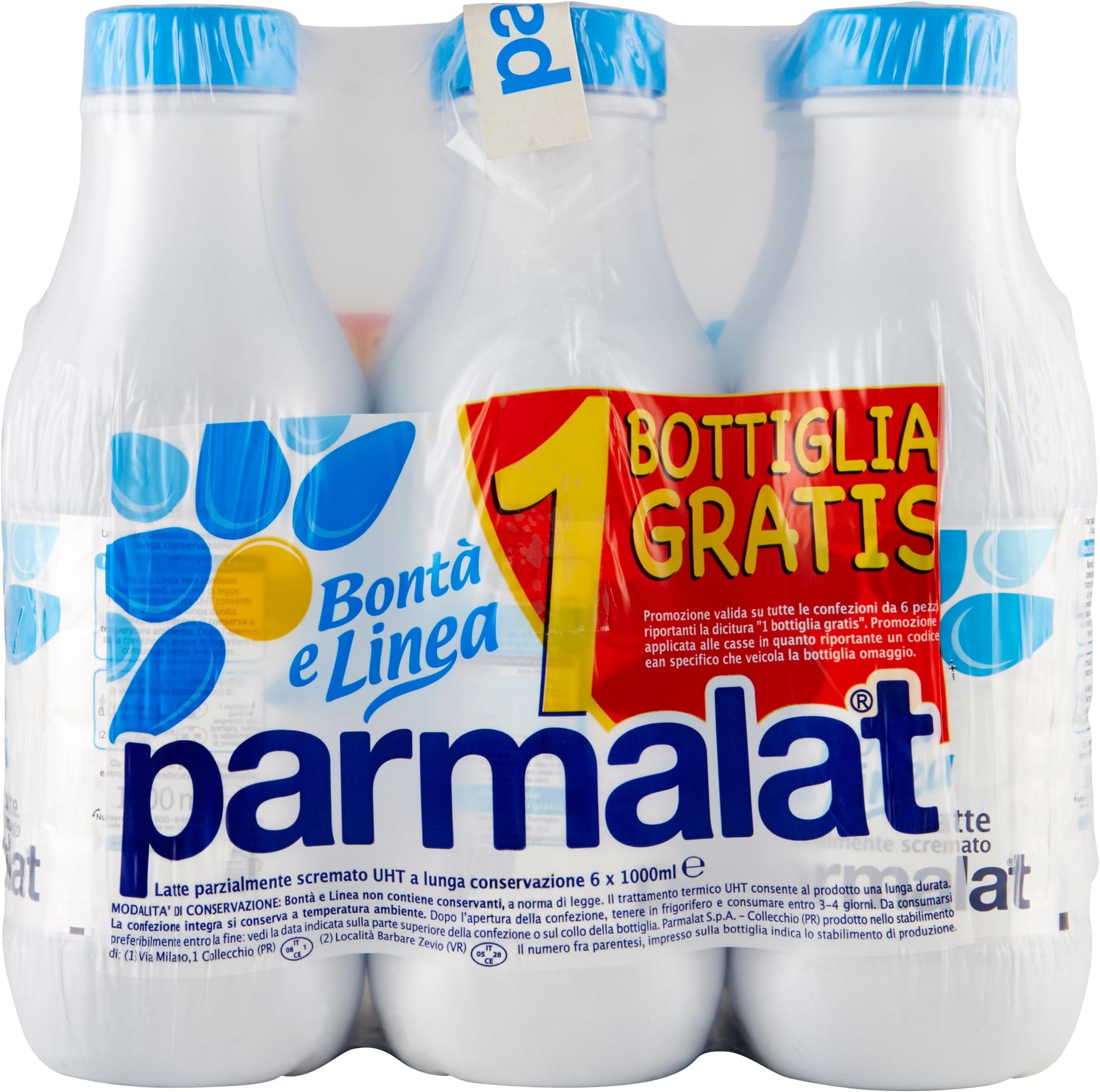Bont e Linea Latte Parzialmente Scremato 1000 ml - Bottiglia (Confezione da 6)