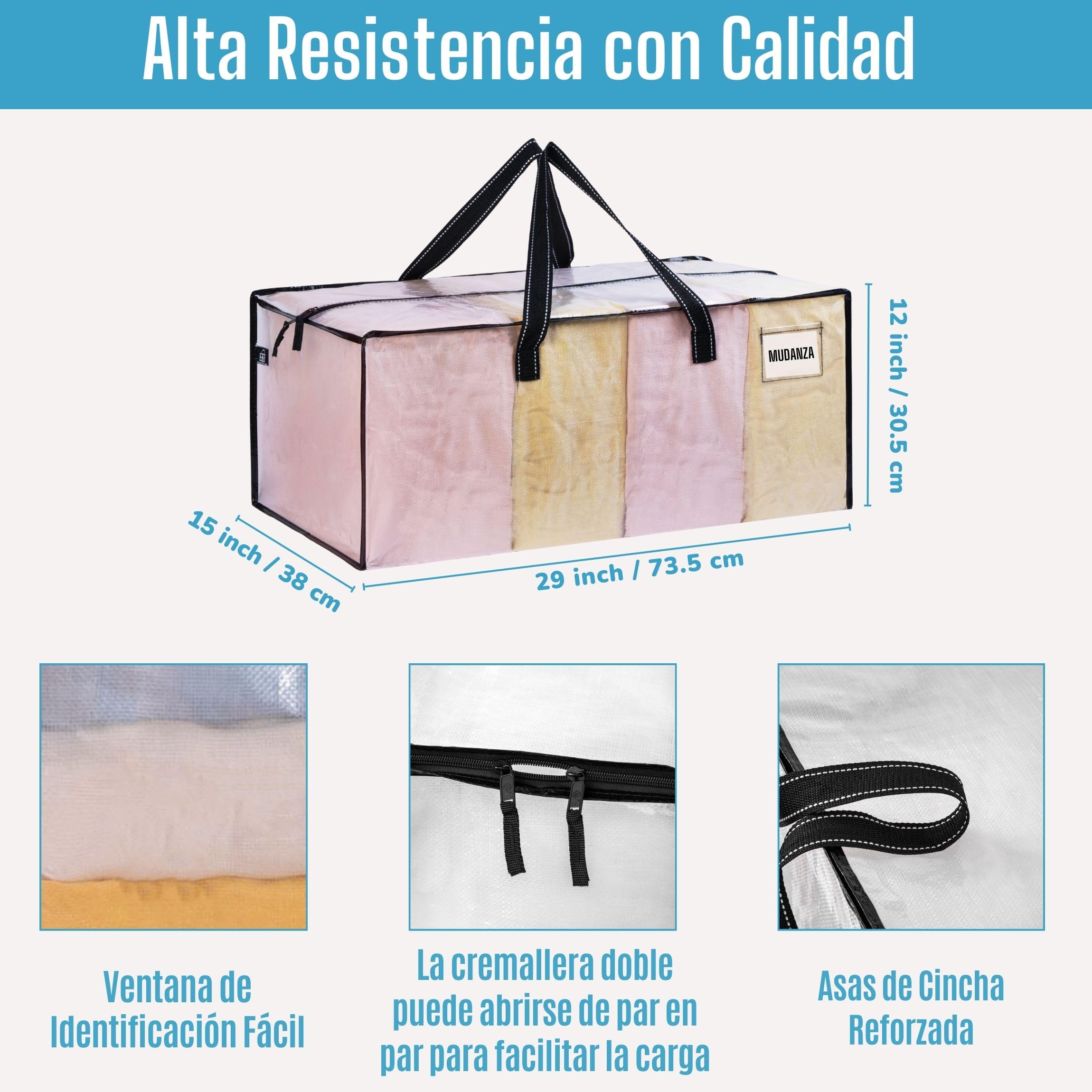 VENO Pack de 10 Bolsas de Mudanza, Almacenaje Extra Grandes, Almacenaje Resistentes, Cajas de Embalaje, Suministros de Mudanza, Lavandería Duraderas para Ropa(Ventana Transparente,Pack de 10)